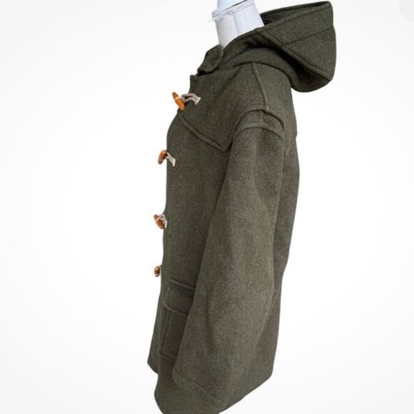Gloverall the Original Duffle Coat 100% Wool Hooded Made in England Green M - Picture 2 of 6